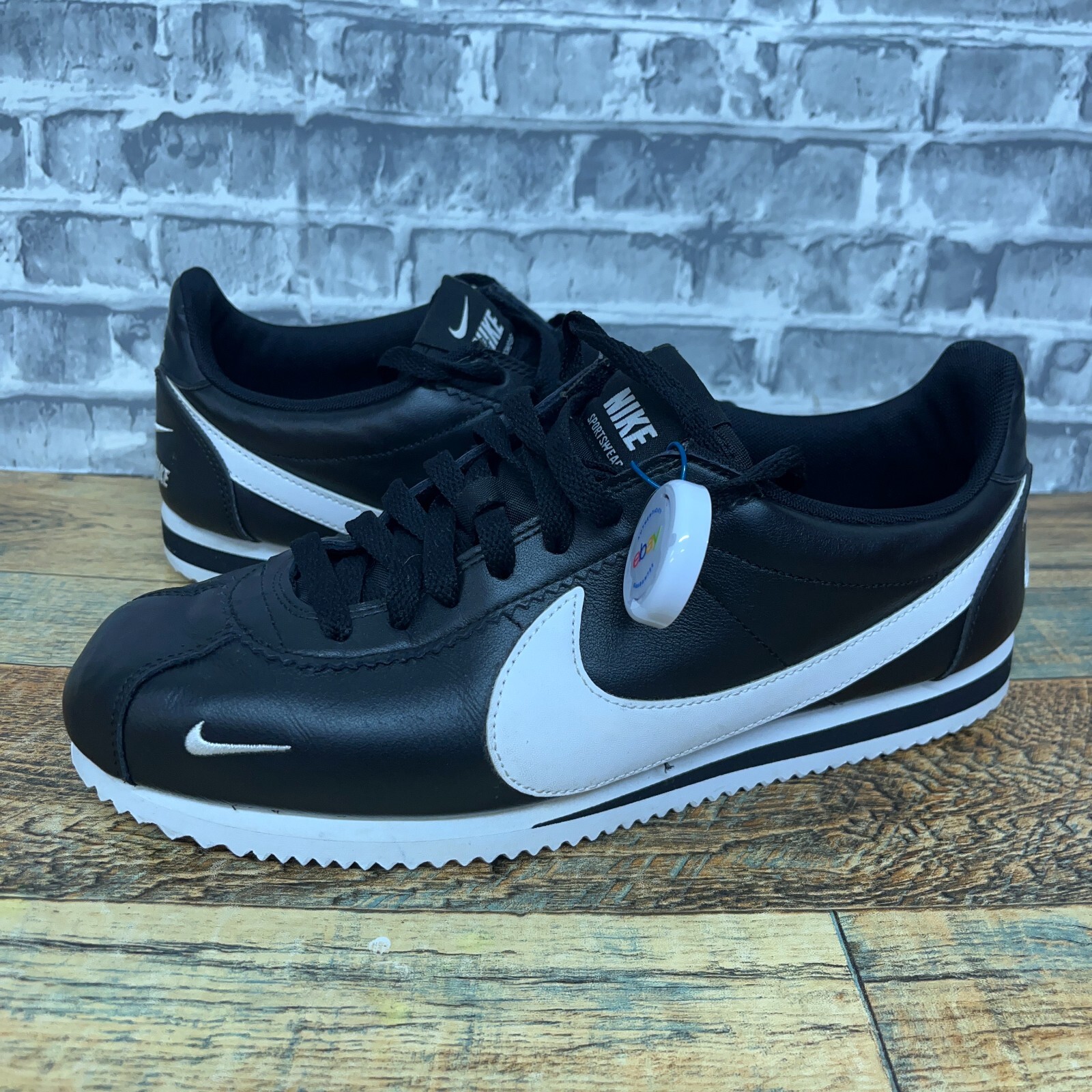 Nike Classic Cortez Premium Black White Overbranding 807480-004 Mens Size 9.5