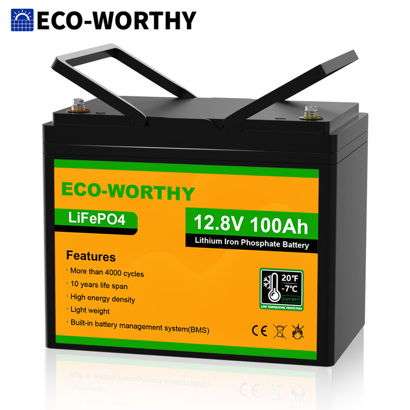 ECO-WORTHY 12V 100AH 1280Wh LiFePO4 Lithium Battery Low-Temp For RV