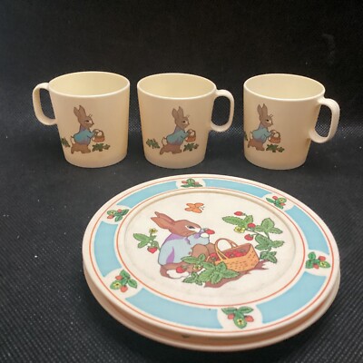 Peter Rabbit 3 pcs Plastic Tea & Saucers Chilton Aluminum Specialty toys