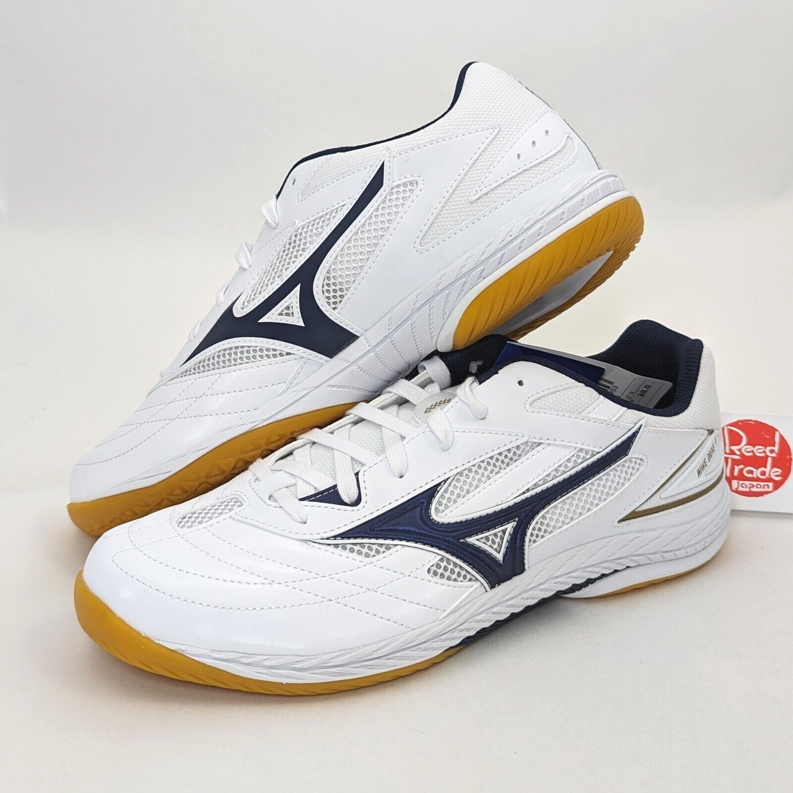 Mizuno WAVE DRIVE 9 Table Tennis Shoes 81GA2205 14 White/Navy/Gold