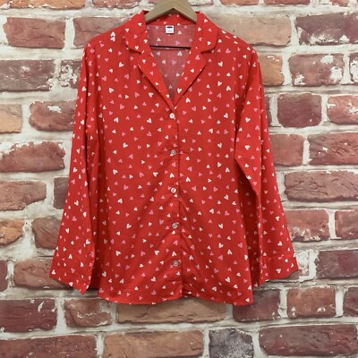 Old Navy Womens Top Large Red Multicolor Hearts Casual Valentines Day Shirt