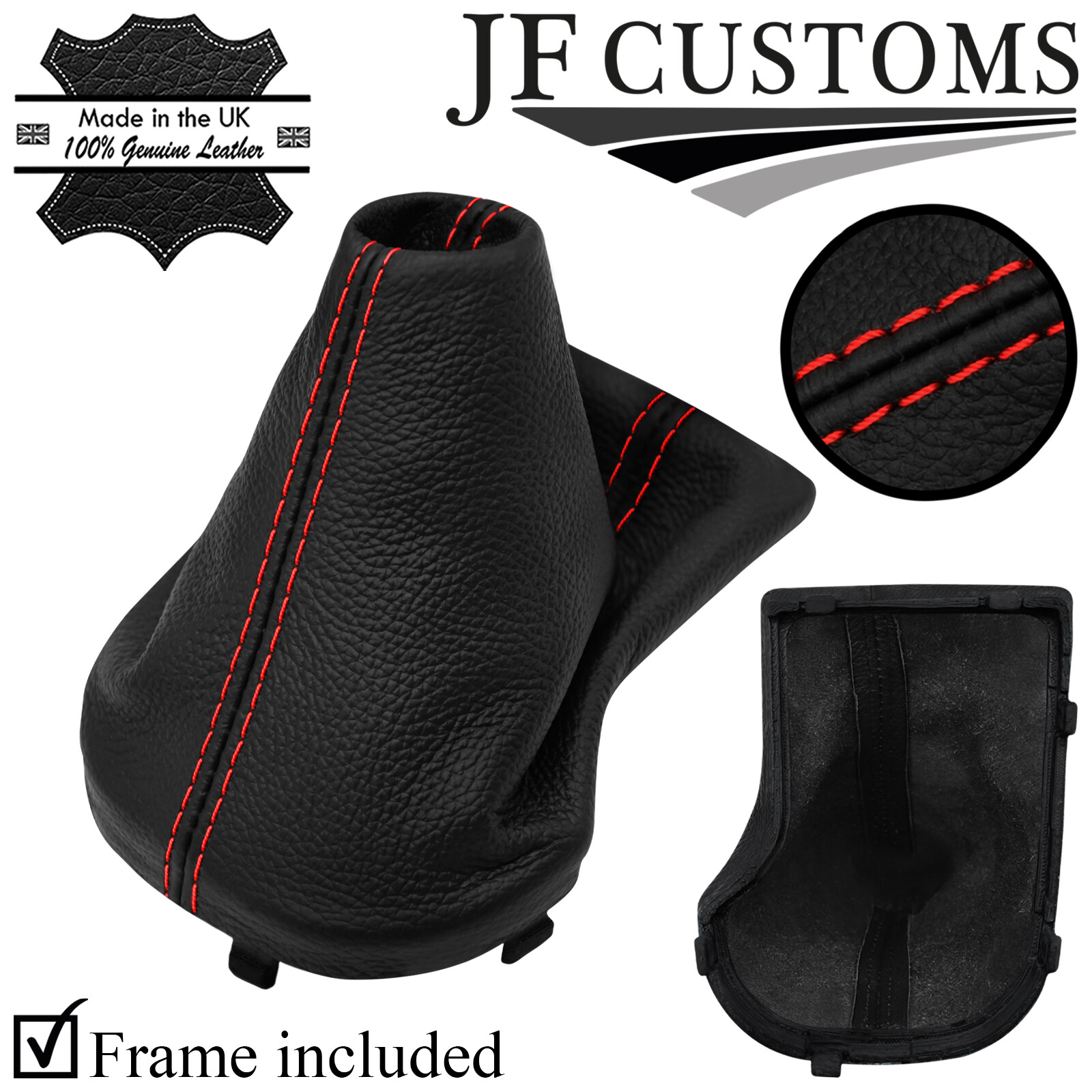 HUMAN GEAR　PASSIONATTO RED STITCH ITALIAN LEATHER AUTO GEAR GAITER + FRAME FOR KIA