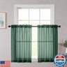 WelvetBLK Cafe Curtains 36 Inch Length Tier 2 Pieces, Modern Soft Airy Sheer Kitchen Short Curtains for Small Window, Rod Pocket Small Curtain for Bathroom Basement, Hunter Green, Each, 42