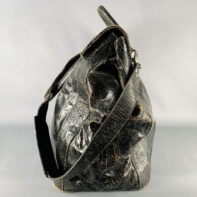 MARC MARMEL Herman Carryon Black Cracked Leather Bag | eBay
