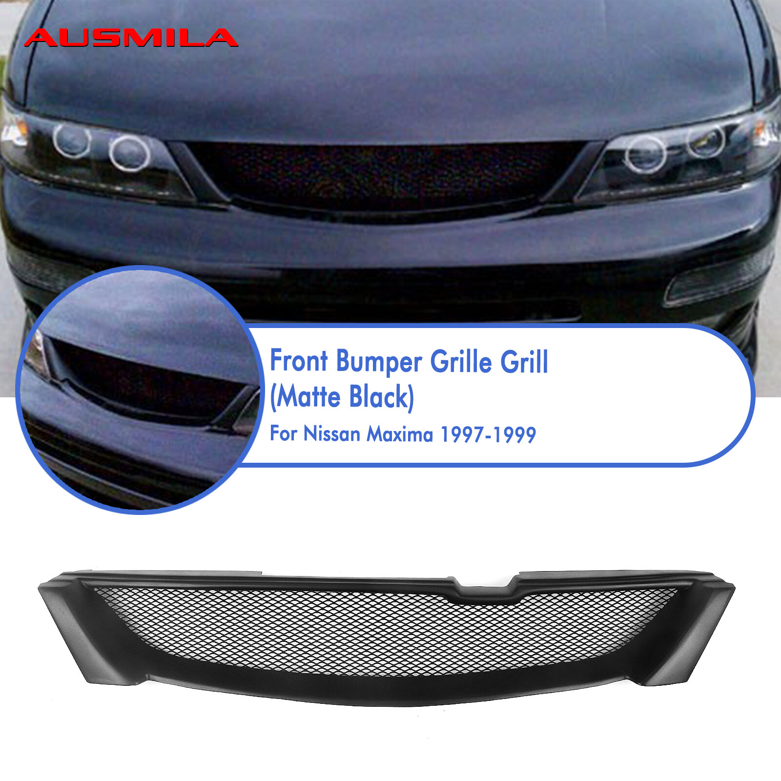 Front Bumper Grille Mesh Grill For Nissan Maxima 1997-1999 1998