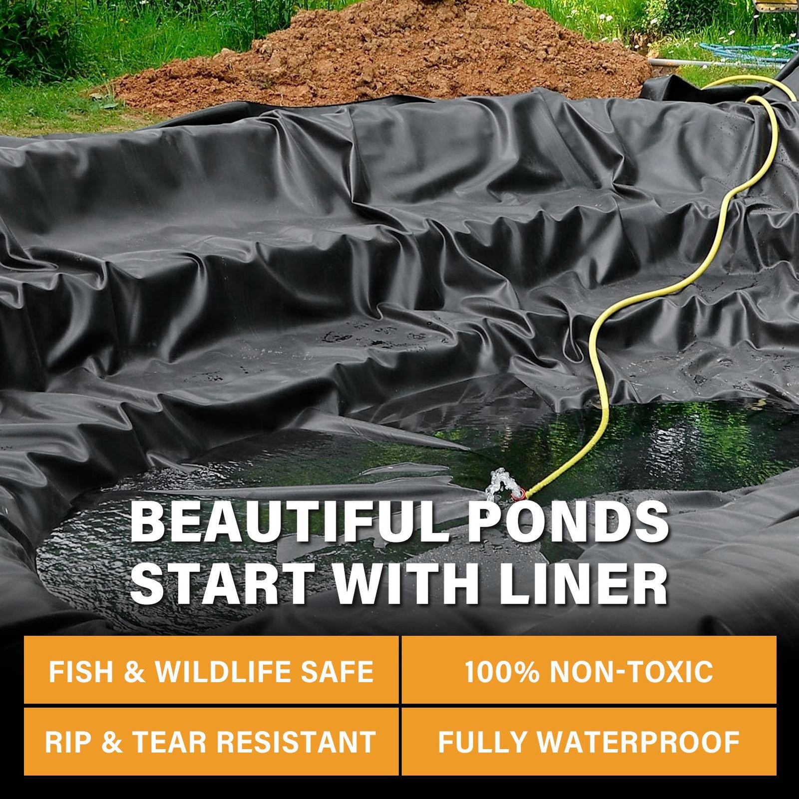 40 X 40FT HDPE Fish Pond Liner Garden Pool Membrane Landscaping ...