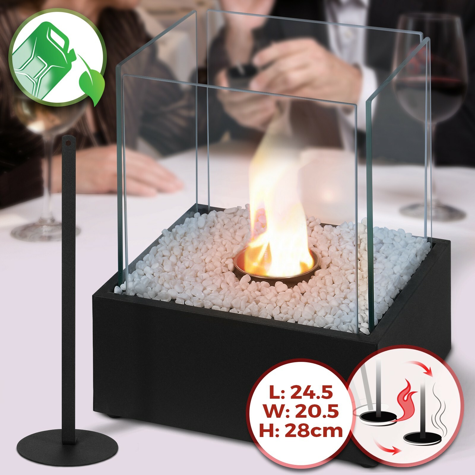 Jago® Tischkamin Edelstahl Bio Ethanol Feuerstelle Gelkamin Tischfeuer Deko