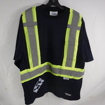 Viking Hi - Vis ,Vi-brance Safety Cotton Lined T- Shirt - Navy, Large