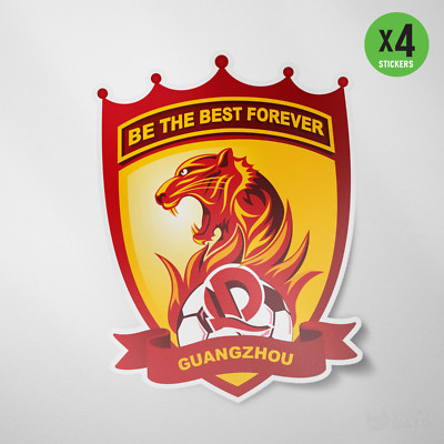 (4 Pack) Guangzhou Evergrande Taobao FC China Vinyl Sticker Football Asia