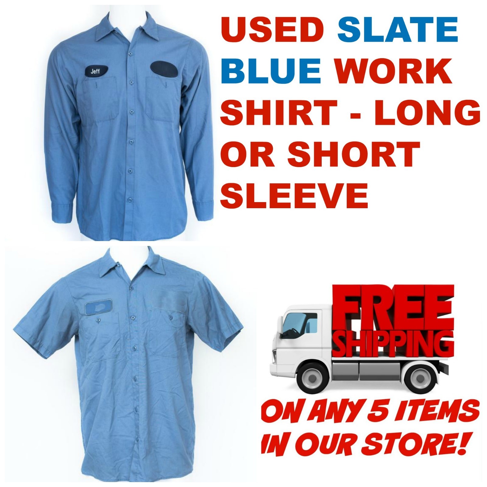 Used Work Shirts Cintas, Redkap, Unifirst, G&K Slate Blue eBay