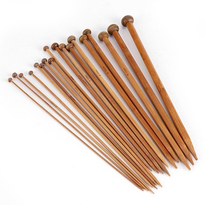 Bamboo Knitting Needles Set, Single Pointed Carbonized Knitting Needle 18 Sizes