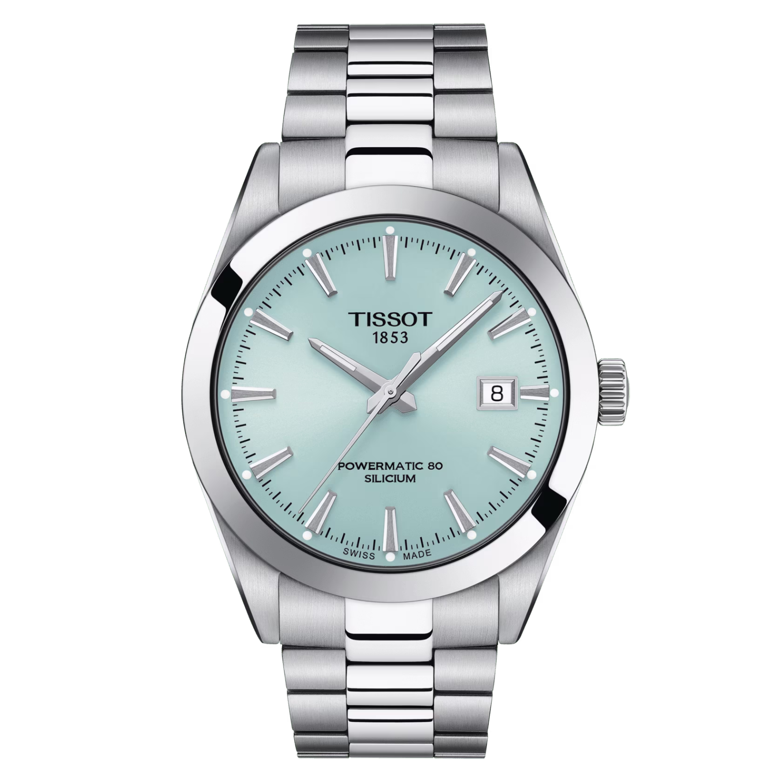 Pre-owned Tissot Gentleman Powermatic 80 Silicium Ice Blue Watch T127.407.11.351.00