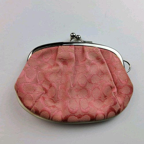 Coach Signature Kisslock Coin Purse Pouch Wallet Pink | eBay