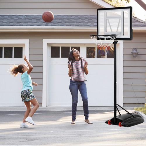 Portable Basketball Hoop Outdoor Goals System Adjustable w/PVC Backboard Wheels 
