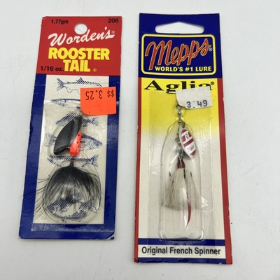 FISHING BAIT/LURES NIB spinner 1/16oz. Lot Mepps Aglia Plain & Worden s Rooster