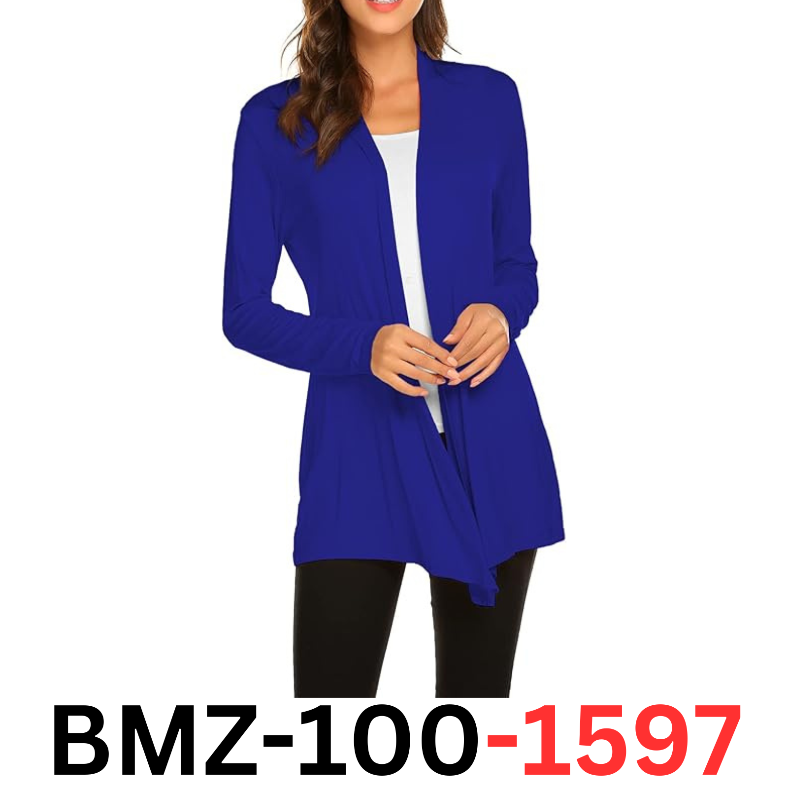 Newchoice Women Soft Drape Open Front Loose Casual Lightweight Cardigan, Blue, L