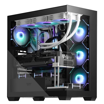 darkFlash ATX Mid-Tower PC Case, Pre-Install 4 PWM ARGB Fans Computer Case, F...
