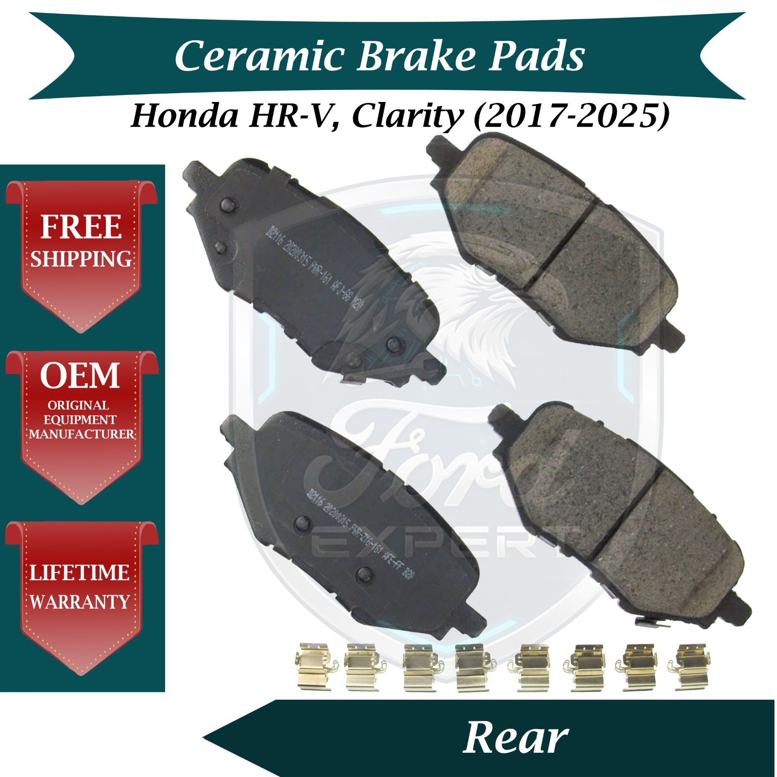 Premium OE Rear Ceramic Brake Pads Kit For 2017-2025 Honda HR-V Clarity