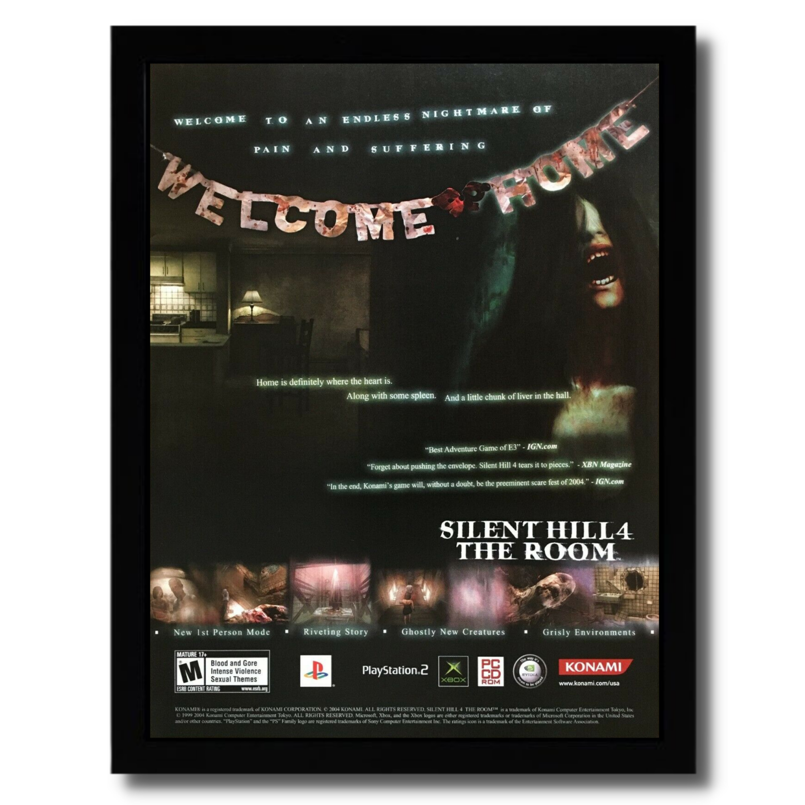 Silent Hill 4: The Room Framed Print Ad/Poster Official PS2