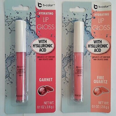 Hydrating Lip Gloss Set of 2 Colors, Garnet & Fire Quartz  with Hyaluronic Acid 
