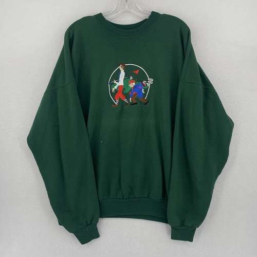 Vintage Men's Golfer & Caddy Embroidered Logo Crew Neck