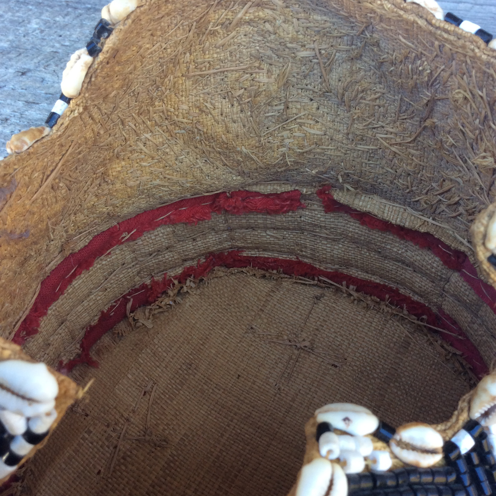 Vintage Zairian Congo Kuba prestige hat with cowrie shells