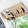 Alpmosn Sun Visor CD Case Holder for Car - Multi-Function Visor Organizer with CD/DVD Storage, Eyeglass Clip, Card Slots and Pen Holder, Durable Leather Car Accessories (Beige)