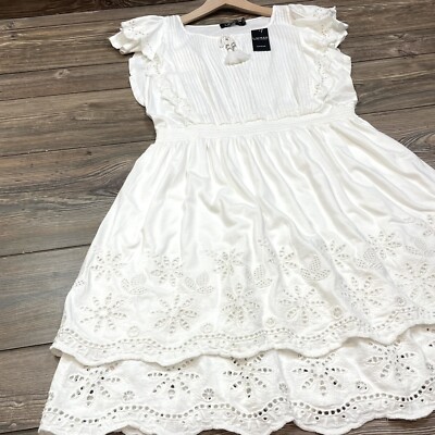 Ralph Lauren Women s Eyelet-Embroidered Tie-Neck Dress White Size 18 NWT $185