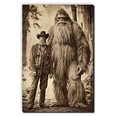 Yeti Bigfoot Vintage Photo Printed on Sheet Metal Aluminium Waterproof