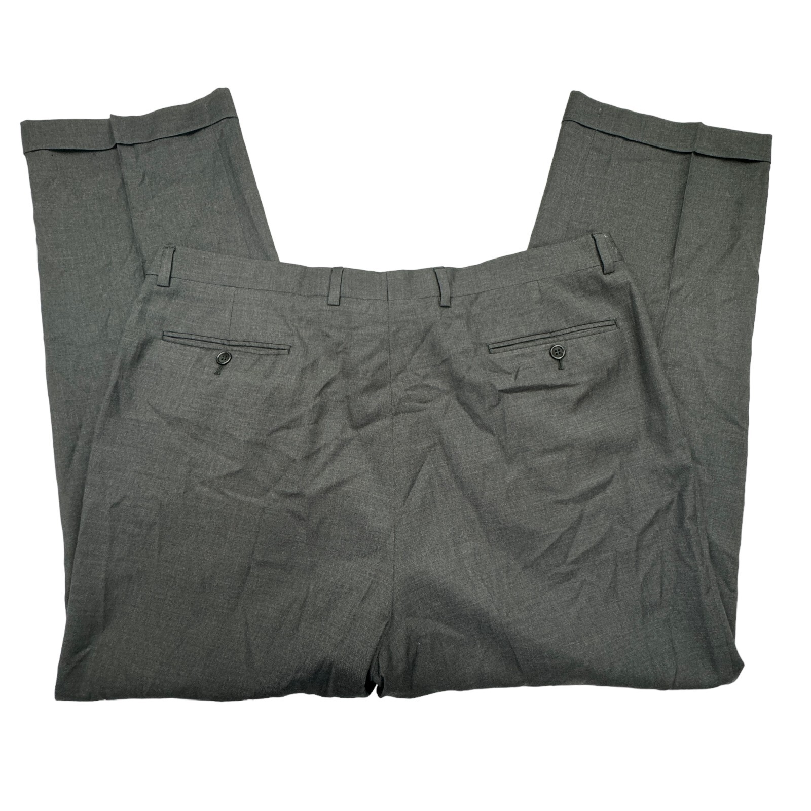 VALENTINO Mens Gray Wool Dress Pants 38 x 31 Pleated Cuffed VALENTINO Mens Gray Wool Dress Pants 38 x 31 Pleated Cuffed