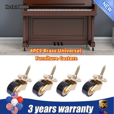 4PCS Brass Universal Furniture Caster Wheel Roller Table Chair Sofa Piano Rubber
