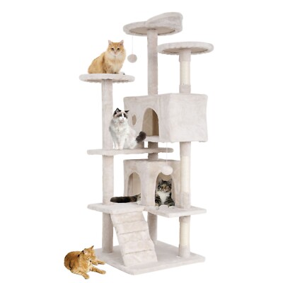 54in Multi-Level Cat Tree Tower Furniture Activity Center with Scratching Posts