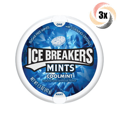 3x Tins Ice Breakers Cool Mint Flavor | 50 Mints Per Tin | 1.5oz | Sugar Free