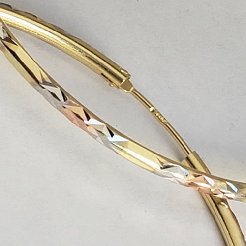 Pre-owned Lg Big Extra Large 14k Gold Diamond Cut Hoop Earrings 3 Yellow White Rose 2.90 Ich