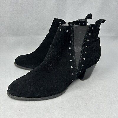 Vionic Landen Boots Womens 9 Black Suede Studded Side Zip Booties