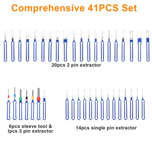 41x Pin Extractor Tool Terminal Ejector Connector Removal Kit w/ Protective Bag