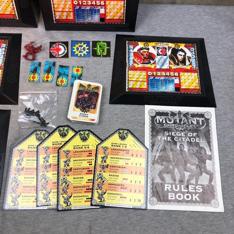 Pressman 1993 Mutant Chronicles Board Game Parts Lot Cards Rules Book