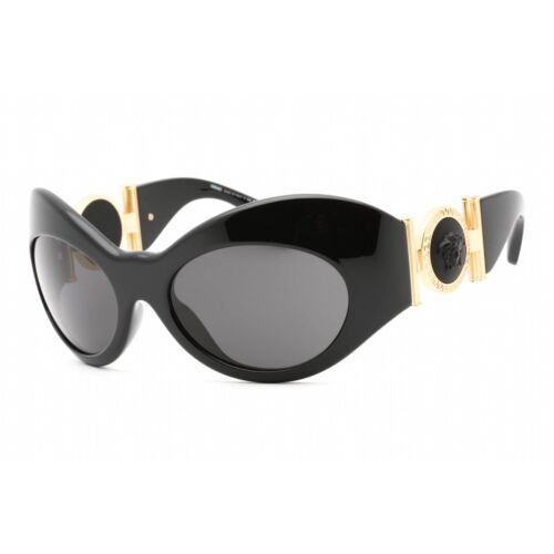 Pre-owned Versace Women's Sunglasses Black Plastic Cat Eye Full Rim Frame 0ve4462 Gb1/87 In Gray