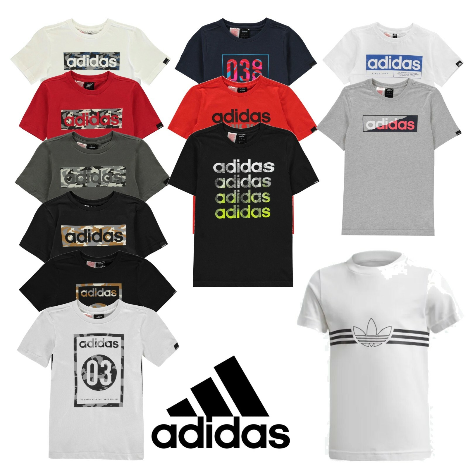 Boys Adidas T Shirts Kids Tops Junior Short Sleeve Tee Age 8 9 10 11 12 13  14 - | eBay