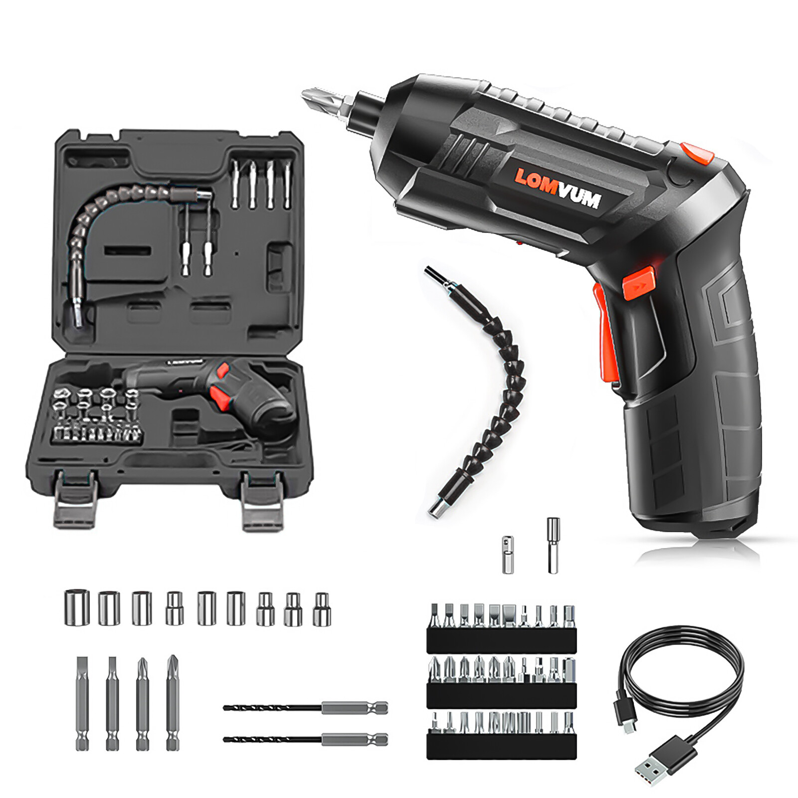 47pcs Electric Screwdriver Set Rechargeable Cordless Drill Kit Power