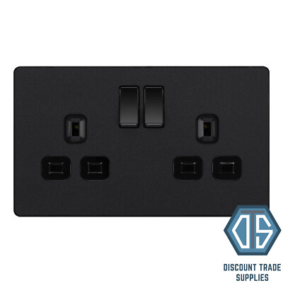 BG Evolve Matt Black Screwless Switches & Sockets Black Inserts Full Range