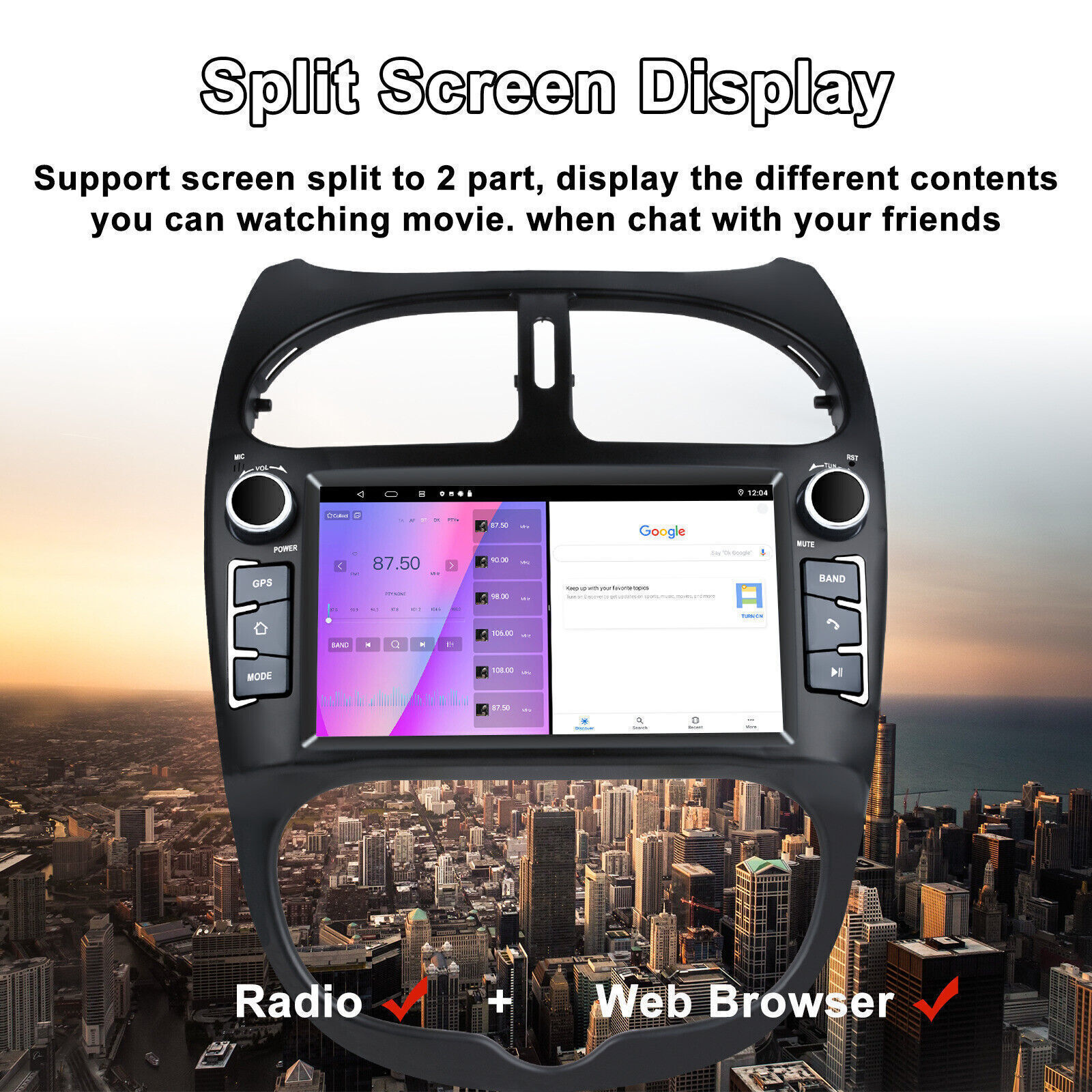 2G 64G CAMECHO Android Autoradio für Peugeot 206/Peugeot 206CC/Citroen C2 2002-2010 mit Carplay Android Auto, 9 Zoll Auto Stereo mit Bluetooth GPS WiFi FM/RDS Mirror Link SWC Rückfahrkamera&MIC