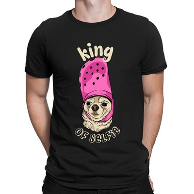 King Of Selfie Hund Tier lustiger Humor Herren Damen T-Shirts Tee Oberteil #BAL