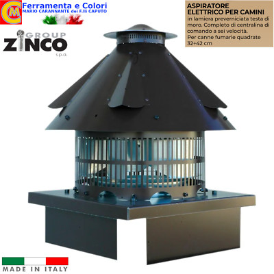Aspiratore Elettrico Per Camino Canne Fumarie Aspirafumo Fumaiolo ZINCO 32-42 cm