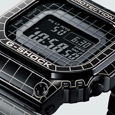 Pre-owned Casio G-shock Gmw-b5000cs-1jr Grid Tunnel Black Radio Solar Bluetooth Men Watch