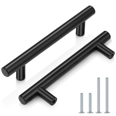 Probrico (15 Pack Black Kitchen Cabinet Pulls, 3-3/4 Inch Hole Centers Round ...