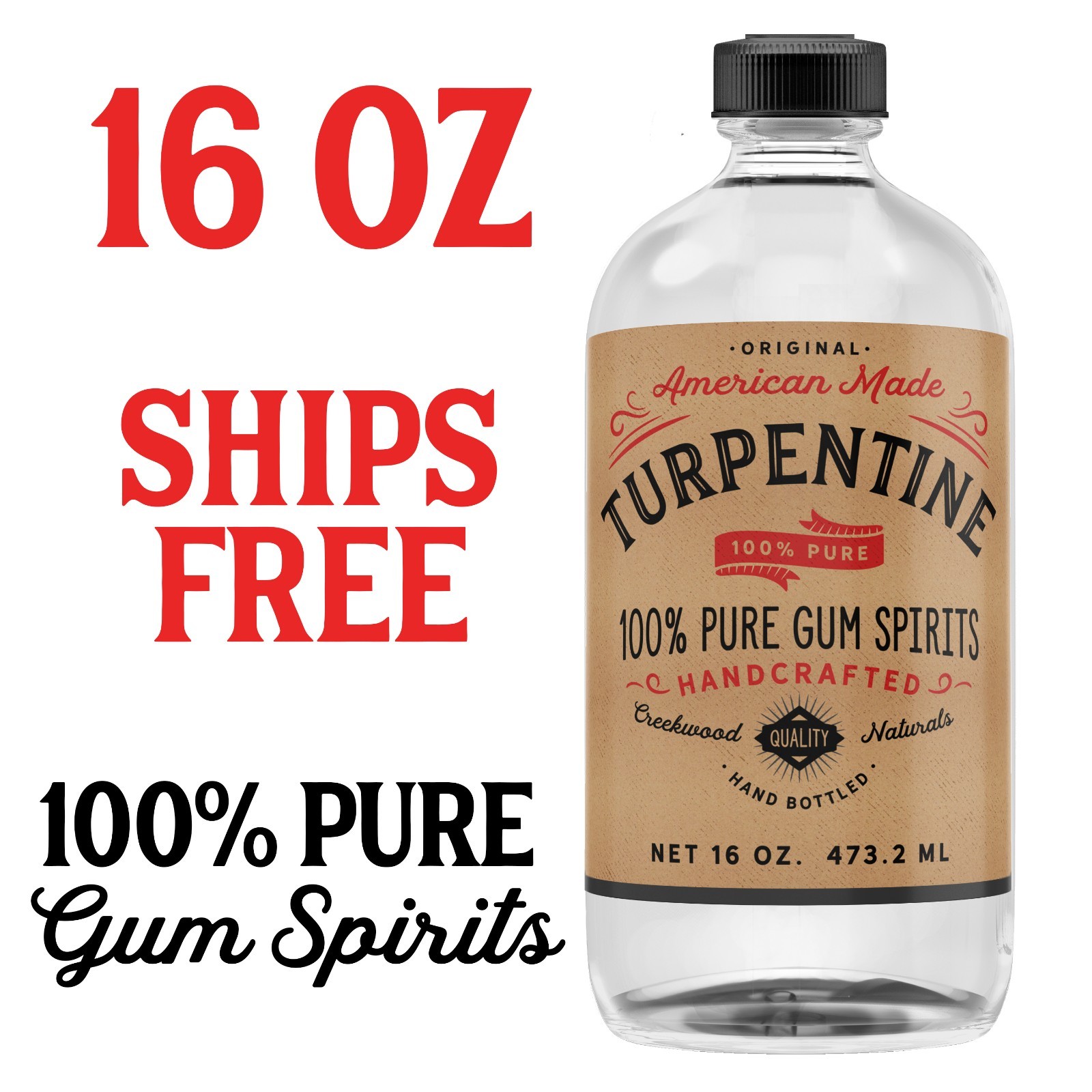 16 Oz 100% Pure Gum Spirits of Turpentine Turps SHIPS FAST FREE Natural