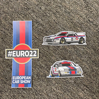 EURO22 3-Decal Euro Car Show Event Decal Set w Like Hell Artwork Racing Livery