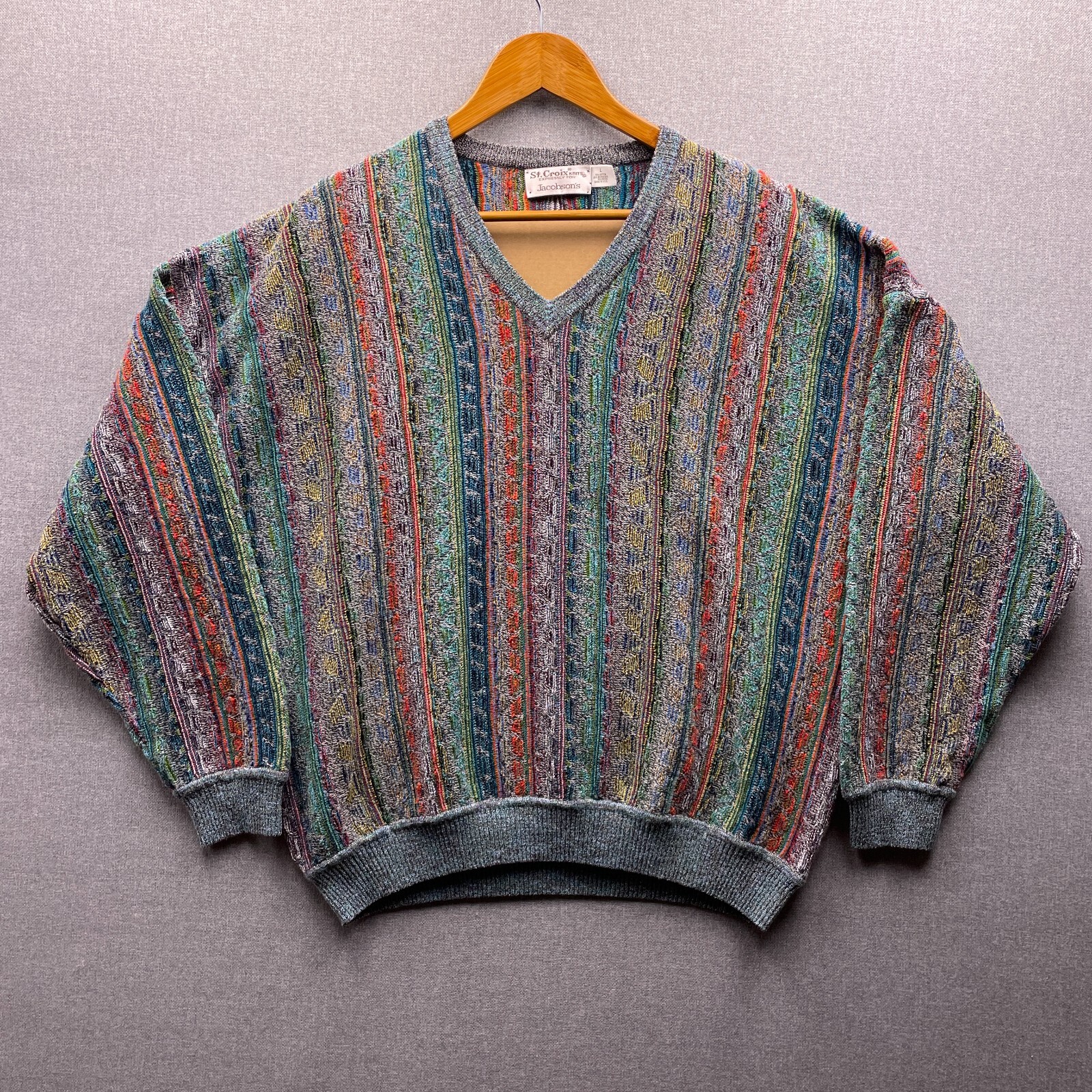 Vtg St. Croix Knit Multi Pattern Textured Adult Large Thin Vtg St. Croix Knit Multi Pattern Textured Adult Large Thin