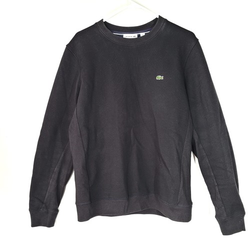 Lacoste Men's SH2518 Cotton Sweatshirt Crocodile Logo Black Size L (5)